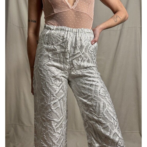 Vintage Silver Groove Flare Pants With Shine Patt… - image 4