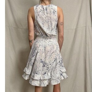 Suzanne Rae 100% Silk Dress 4 Designer White And Blue Anthropologie image 6
