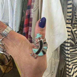 Rainbowman Zuni Vintage Sterling Turquoise Ring Size 8.25