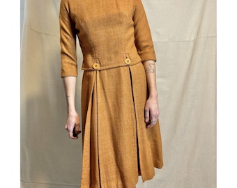 Vintage Johnathan Logan Burnt Orange Two Piece Dress Wool XS