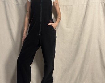 Conjunto de capa base de polar vintage REI, mono con cremallera completa, negro, talla grande, EE. UU.