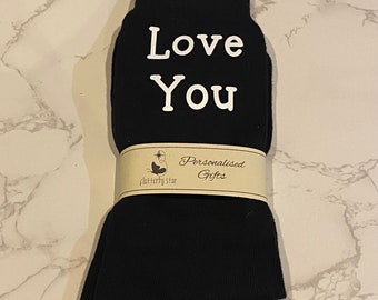 Love you socks . Christmas gift , birthday Gift, Father’s Day, Valentines gift