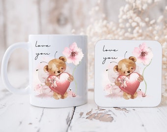 Love you mug , coaster , card