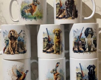 Shooting , game keeper theamed mugs , shooting gifts, Labrador , spanial , hare , pheasant
