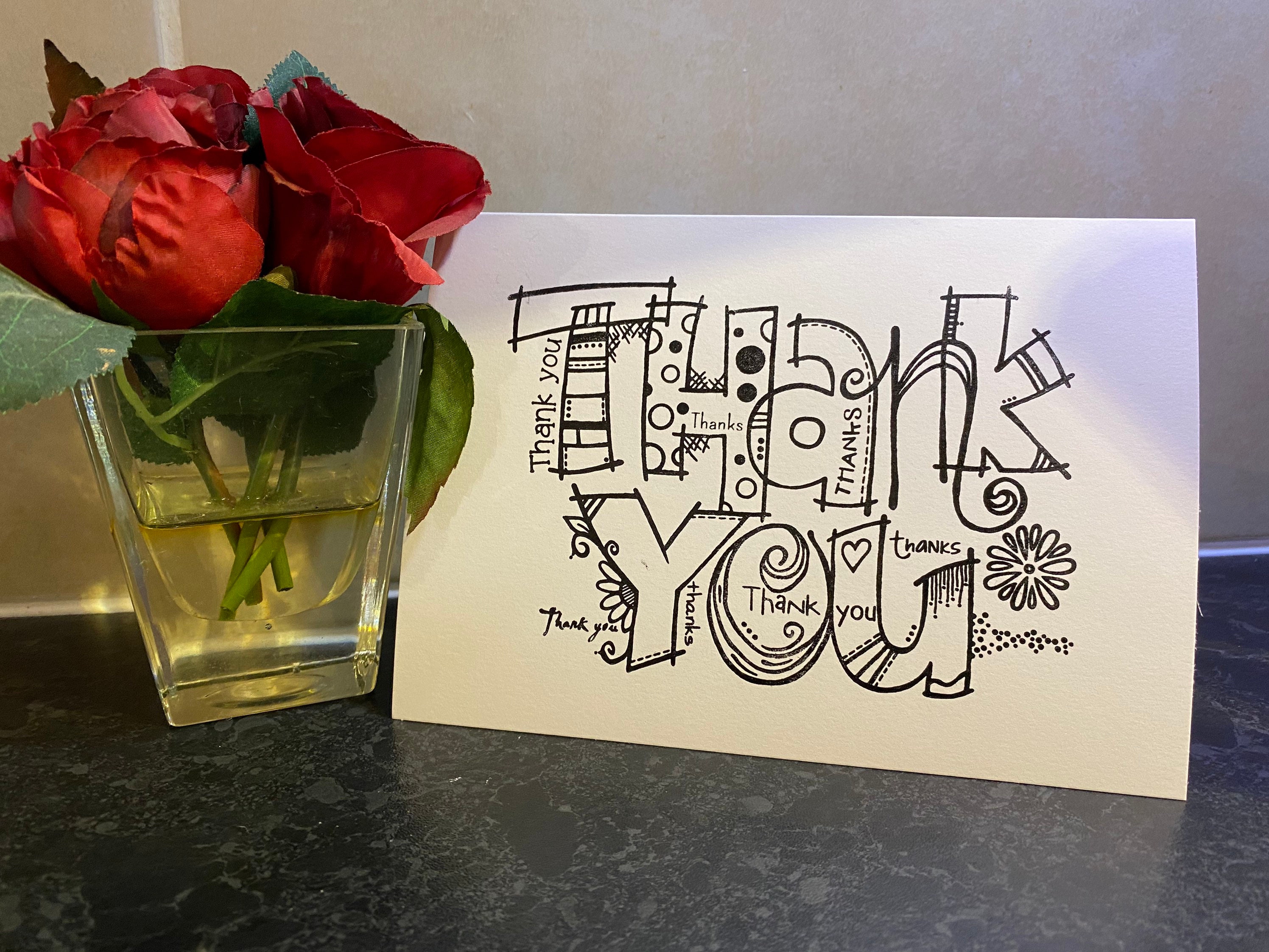 Hand made hand painted thank you card Etsy 日本