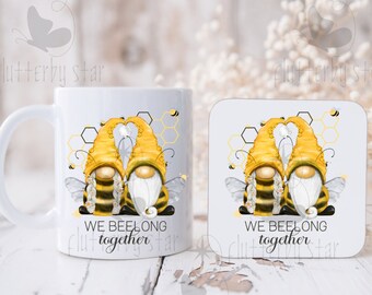 Gonk we belong together mug with matching coaster, gonk and gonkett