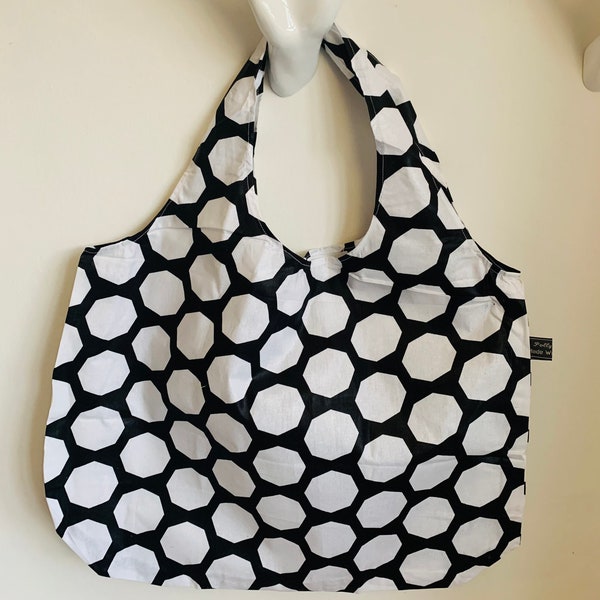 White Octagons Polly Bag Made In Brixton / Shopper / Fabric bag / Sustainable bag / Shopping bag / Reusable bag