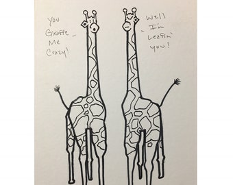 hipster giraffe i love you card totem doodle animal in clothes