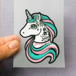 Unicorn Iron-on Patch Tee T-shirts Tattoo goth to iron on punk patch  SUGARPOP