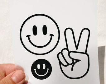 Smile & Peace Sign Iron On Patches, T-Shirt DIY