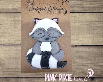 Handmade Wooden Raccoon Magnet