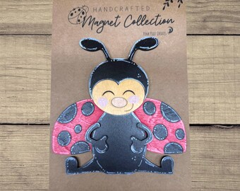 Handmade Wooden ladybug Magnet