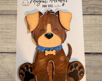Wooden cute handmade dog magnet