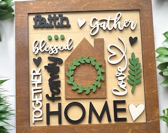 Home wooden handmade word art collage makes cozy gift