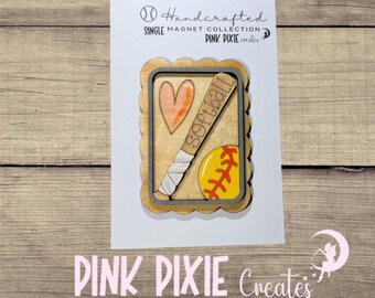 Handmade softball magnet