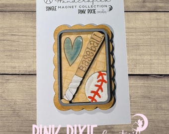 Handmade baseball magnet