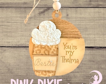 Handmade wooden bestie gift card holder