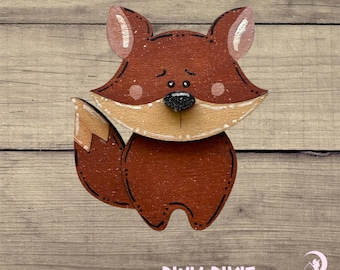 Wooden mini fox magnet handmade