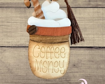 Handmade wooden coffee money gift card holder