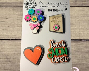 Handmade wooden Mother’s Day magnets