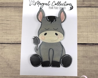 Wooden handmade donkey magnet