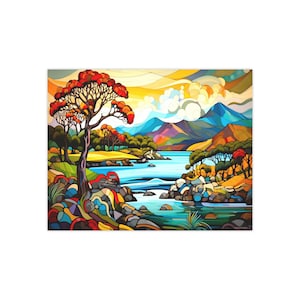 Down by the River, Stream, krajobraz, unikalny, prezent, wakacje, plakaty satynowe (300 gsm)