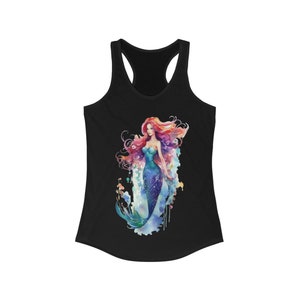 Mermaid watercolor design print on Women&#39;s Ideal Racerback Tank, Mermaid lovers, Mermaid