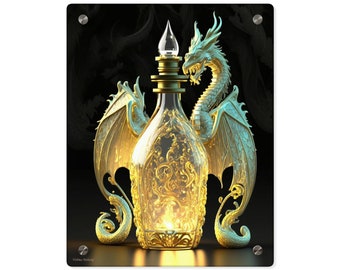 Scent of the Dragon, perfume bottle, Dragon perfume print on Acrylic Wall Art Panels 11x14 inch