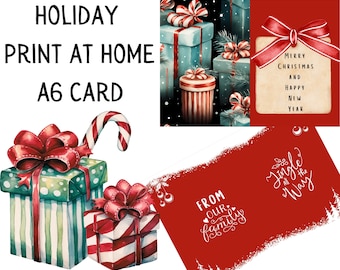 Printable Christmas Card Set - Retro & Modern A6 Digital Holiday Cards- Instant Digital Download- Home Printing Card