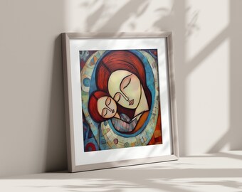 The Mother And The Child Wall Art|  Gift for Mom | Digital Printable Wall Art for Peaceful Living | New Mother Gift | Protection Nurturing