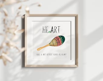 Wall Art 'HE.ART' w. Heart Symbol |Gift for Artist  |For Therapist Office Decor | Therapist Gift | Home Decor Digital Print Instant Download
