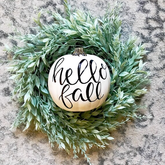 Hello Fall Pumpkin Fall Decor Etsy