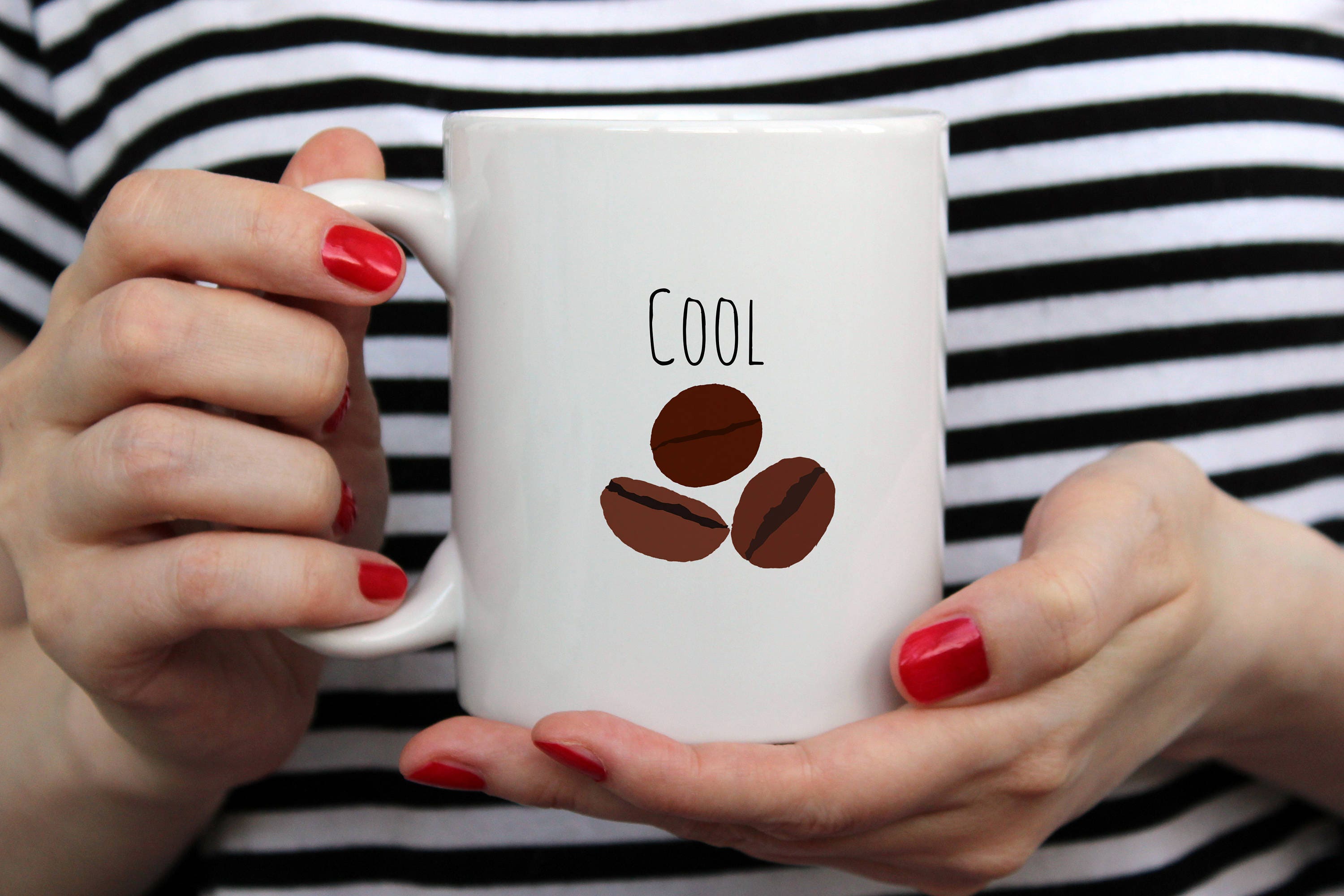 Taza de frijoles fríos taza linda fresco taza blanca taza Etsy España