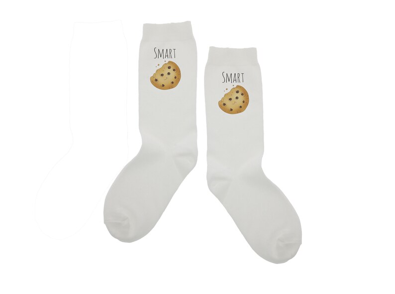 Food Socks Foodie Cute Socks Smart Cookie White Socks Gift for Anyone Crew Socks Smart Cookie Socks Hand Crafted Punny Puns