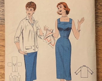 50s Butterick 7305 Sheath Dress & Jacket Pattern