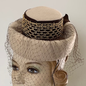 Vintage 30s 40s Wool Tilt Hat Fascinator Hat
