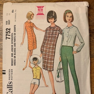 60s McCalls 7752 Separates Pattern