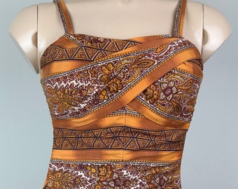 Vintage 50s Paisley Rose Marie Reid Swimsuit