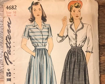 40s Simplicity 4682 Dress Pattern