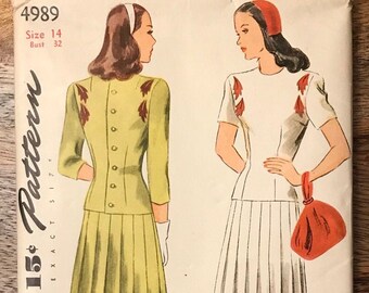 40s Simplicity 4989 Dress Pattern Uncut
