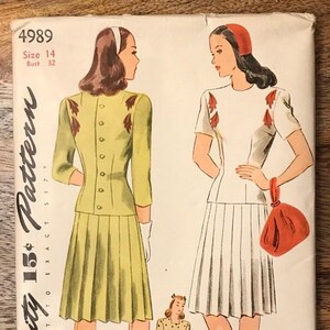 40s Simplicity 4989 Dress Pattern Uncut
