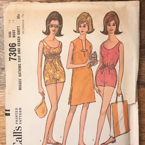 60s McCalls 7306 Bathing Suit Swimsuit Pattern