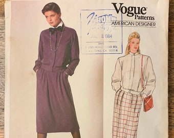 80s Vogue 1186 American Designer Oscar De La Renta Pattern Uncut