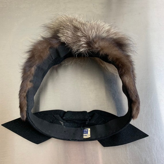 Vintage 40s Fox Fur Trim Hat With Back Bow - image 7
