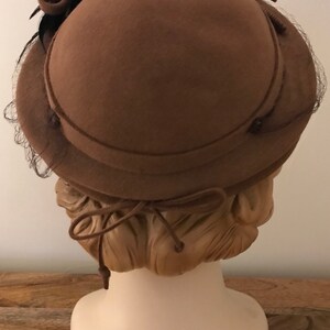 Vintage 40s Fur Felt Wide Brim Hat With Feathers image 6