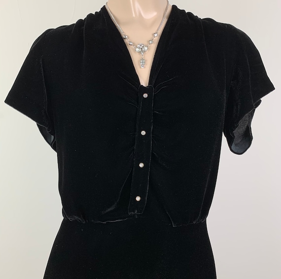 Vintage Late 30s Silk Velvet Dress
