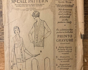 20s McCall 4815 Misses Sports Blouse Pattern