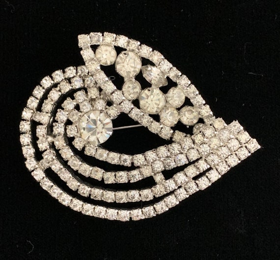 Huge Vintage 50s Rhinestone Brooch Pin
