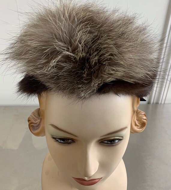 Vintage 40s Fox Fur Trim Hat With Back Bow - image 5