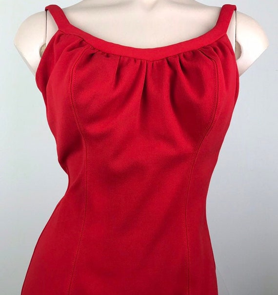 Vintage 50s Red One Piece Pin Up Swimsuit Bathing… - image 1